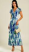 A3148 Blue Abstract Ruffle Dress image