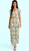 A3100 Vicki Green Print Maxi Dress
