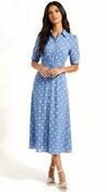 5-A3095B Alva Blue Dotty Shirt Dress