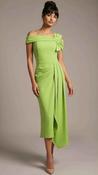A3076 Olina Lime Green Bardot Dress image