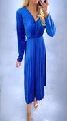 2-A2087BB Blue Dotty Velvet Pleat Dress