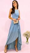 2-A2263 Baby Blue Frill Dip Hem Dress