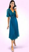 2-A2536 Teal Embellished Wrap Dress
