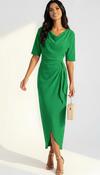 5-A3099 Una Green Drape Dress