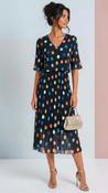 A3111 Navy Dotty Loose Top Dress