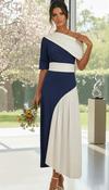 5-A3125 Inda Navy Contrast Flare Dress image