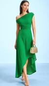 5-A3129 Green Asymmetrical One Shoulder Dress