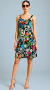 A3131 Black Floral Print Lightweight Dress