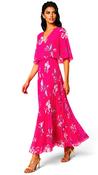 A3141 Nicole Pink Print Cape Dress image