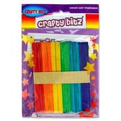 CRAFTY BITZ Pack 42 Lollipop Sticks - Coloured