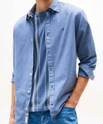 TOMMY HILFIGER-LINEN BLEND SHIRT-BLUE MOMENT image