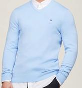 TOMMY HILFIGER-ESS COTTON V NECK TOP-BREEZY BLUE image