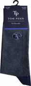 TOM PENN-SOCKS-NAVY WITH GREY PATTERN-1 PACK image