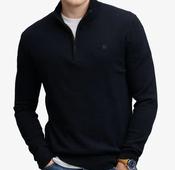 SUPERDRY-ESS LW WOOL BLEND HALF ZIP-TRUE BLACK image