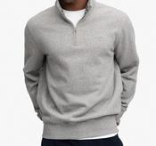 SUPERDRY-ESS SERIF LOGO HALF ZIP-DARK VINTAGE GREY MARL image