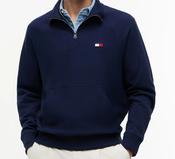 TOMMY HILFIGER-TOMMY FLAG ELEVATED HALF ZIP-CARBON NAVY