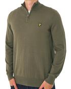 LYLE&amp;SCOTT-COTTON MERINO HALF ZIP-KHAKI ASH