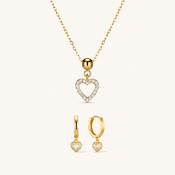 Alma Charm Necklace &amp; Amore Pave Hoops Set Gold