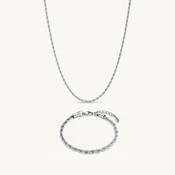 Men's Rope Necklace &amp; Bracelet Set in Silver image