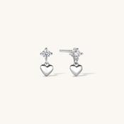 Heart Drop Stud Earrings Silver image
