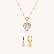 Amore Charm Necklace &amp; Amore Pave Hoops Set Gold