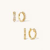 Crystal Sphere Hoops &amp; Flora Crystal Hoops Set Gold image