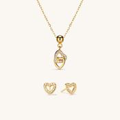 Mi Amor Interlocking Charm Necklace &amp; Alma Studs Set Gold