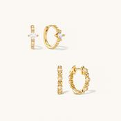 Crystal Sphere Hoops &amp; Halo Hoops Set Gold image