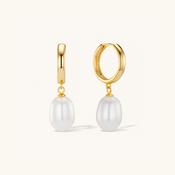 Aura Pearl Hoop Earrings Gold