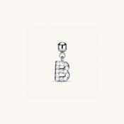 B Diamond Initial Charm Silver