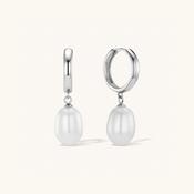 Aura Pearl Hoop Earrings Silver