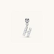 H Diamond Initial Charm Silver