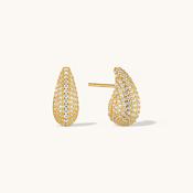 Pave Dome Earrings in Gold