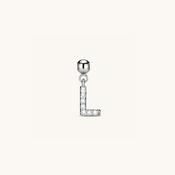 L Diamond Initial Charm Silver
