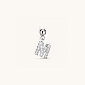 M Diamond Initial Charm Silver