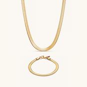 Bold Herringbone Matching Set In Gold Size M/L
