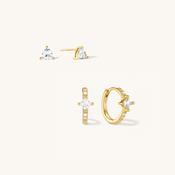Halo Hoops &amp; Diamond Trio Studs Set Gold image