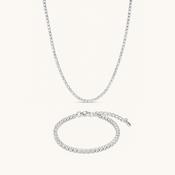 Tennis Necklace &amp; Bracelet Set in Silver