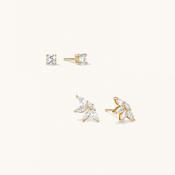 Navette Gemstone Studs &amp; Diamond Studs Gold image