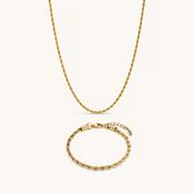 Men's Rope Necklace &amp; Bracelet Set in Gold
