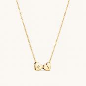 Amo Heart Double Bead Necklace in Gold