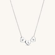 Amo Heart Triple Bead Necklace in Silver