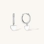 Amore Heart Hoop Earrings Silver