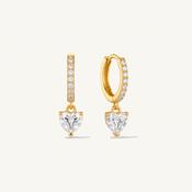 Crystal Heart Hoop Earrings Gold image