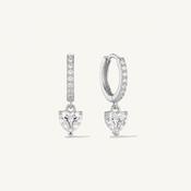 Crystal Heart Hoop Earrings Silver image