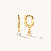Crystal Drop Hoop Earrings Gold