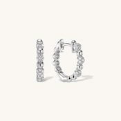 Crystal Sphere Hoop Earrings Silver image