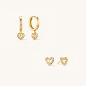 Amore Pave Earring &amp; Alma Stud Stacking Set Gold