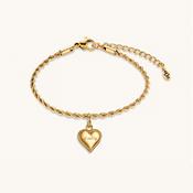 Beaded Heart Bracelet Gold