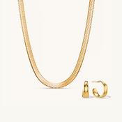 Bold Herringbone Necklace Gold &amp; Épique Earrings